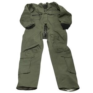 VTG Canvas Flight Suit Coveralls Military Green Jumpsuit Top Gun Cosplay